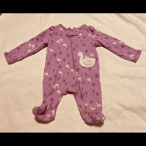 Purple swan Footie pajamas